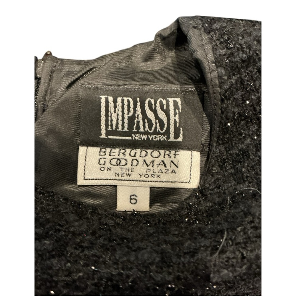 Vintage Impasse New York Dress Bergdorf Goodman Black Tweed Sparkle Sleeveless - Picture 4 of 7